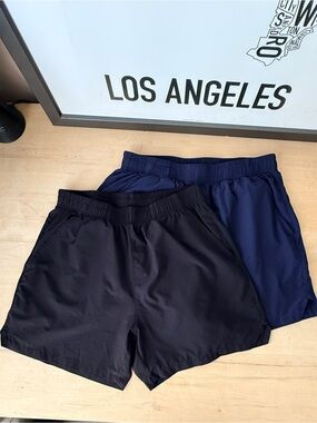Mier - Bundle of Two Men's PaceLite Running Shorts 5" Navy & Black - Medium